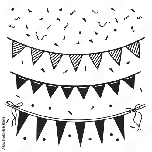 Party bunting streamers and confetti celebration