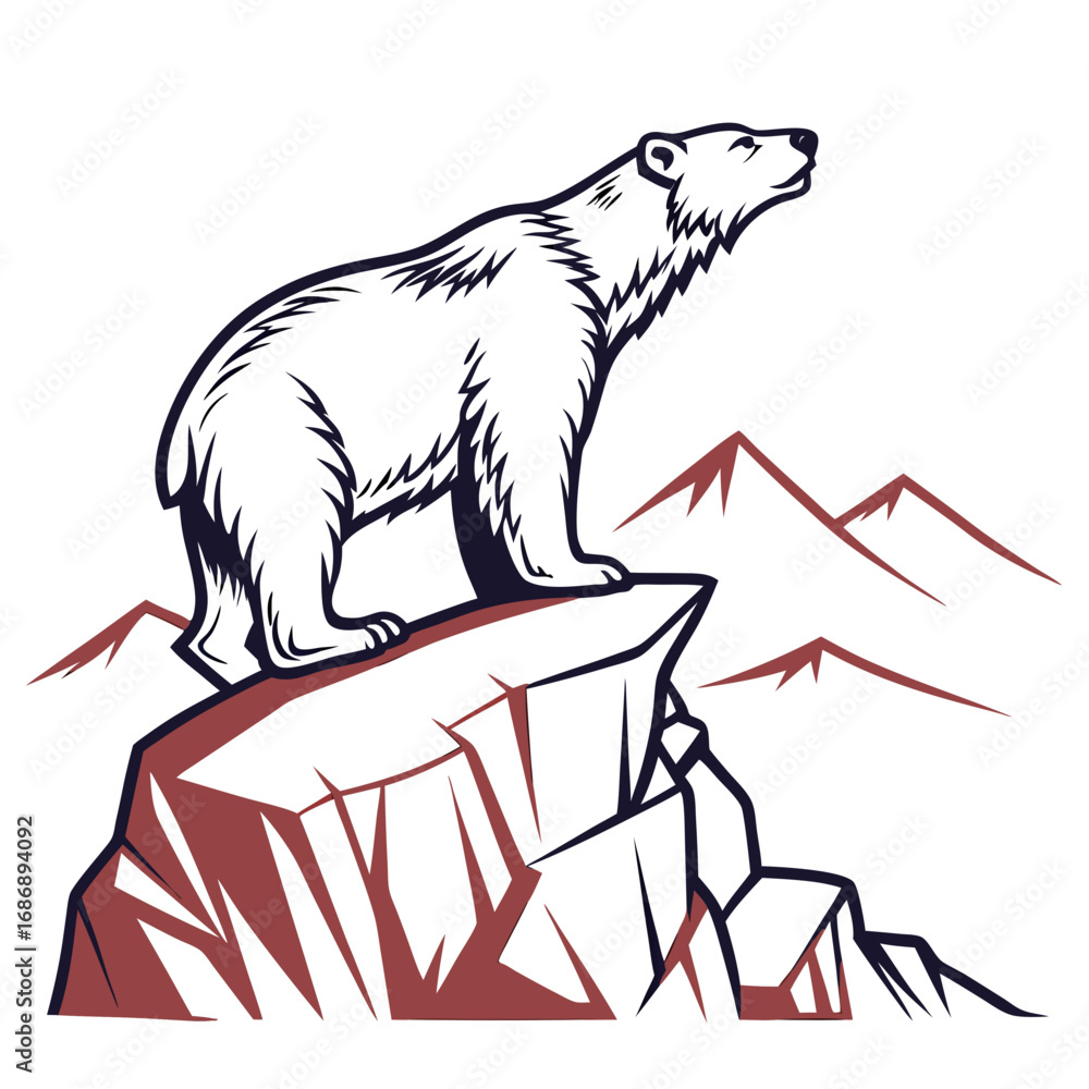 Fototapeta premium Polar bear on rocky peak arctic wildlife