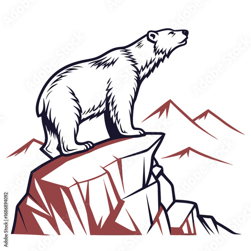 Polar bear on rocky peak arctic wildlife