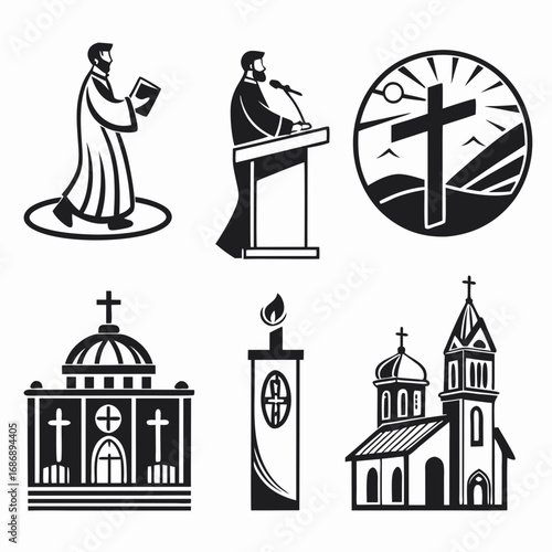 Religious icons cleric sermon cross church candle religion
