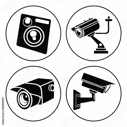 Security camera icons surveillance CCTV