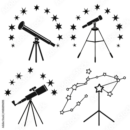 Telescopes and star patterns tripod stars