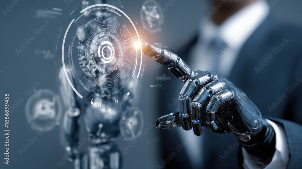 Fototapeta premium robotic hand digital interface future
