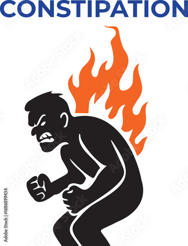 Constipation Problem and Digestive Disorder Illustration