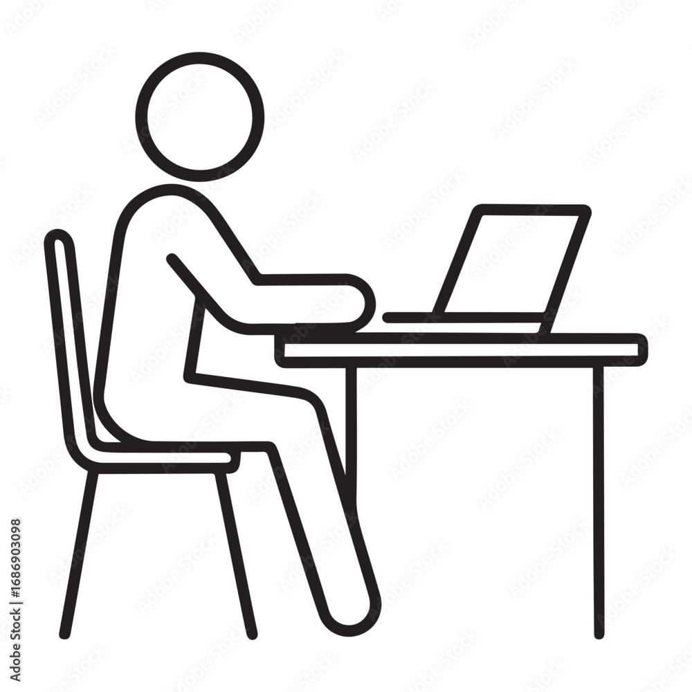 Fototapeta premium IT Manager Outline Icon – Technology Leadership Vector Illustration