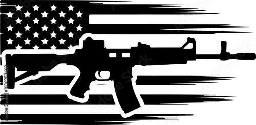 Rifle Silhouette with American Flag – Defense of Freedom"