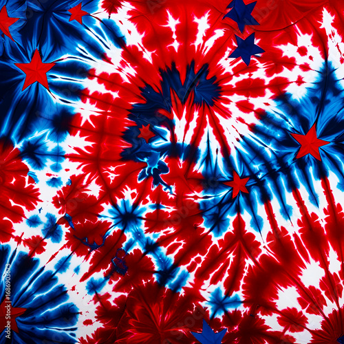 Patriotic Red Blue Swirl Tie Dye

