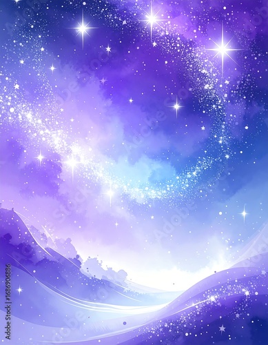 Abstract cosmic landscape of swirling nebulae and stars