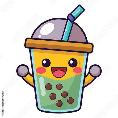 Red fruit juice in a plastic bucket with a straw, a bucket with toys, and a spade isolated on white