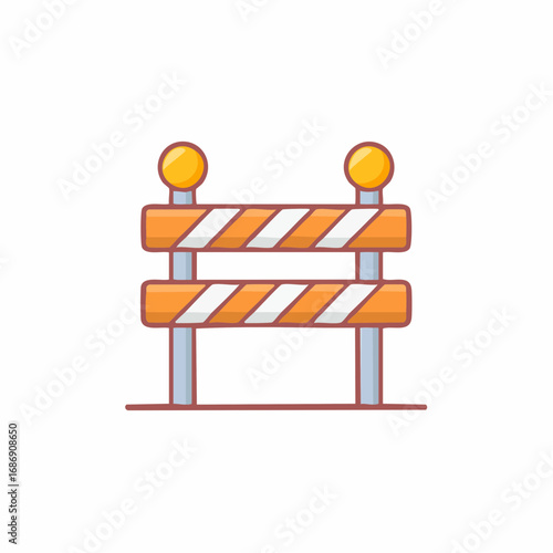 Roadblock Illustration Featuring Orange and White Stripes with Reflectors for Construction Safety