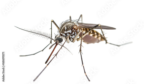Closeup of aedes aegypti mosquito isolated on transparent background, a vector of disease