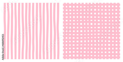 Minimalist contemporary seamless patterns with hand drawn doodle mesh and lines. Abstract trendy prints for wrapping paper, covers and fabric. Naive playful vector illustration.