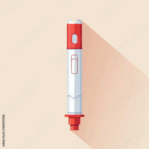 Flat vector EpiPen auto-injector in solid colors on beige background  