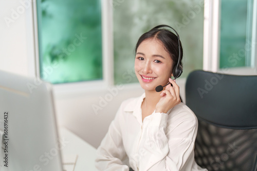 Confident Call Center Agent Engaging with Customers Remotely