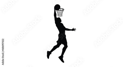 a basketball player dunking ball during game action