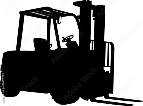 Forklift Silhouette Vector Illustration , Transparent Background