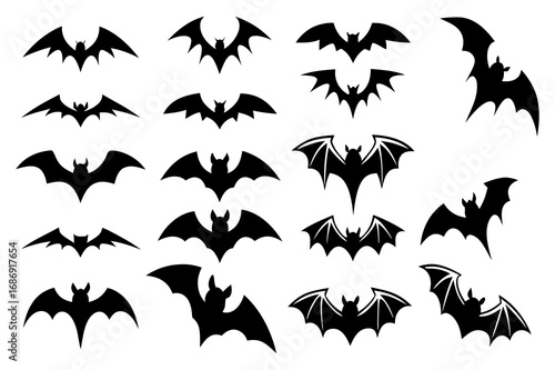 Bat Silhouette Set – Flying Bats Vector Clipart for Halloween Decor and Crafts