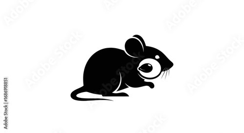 Simple black mouse silhouette icon with a large eye.
