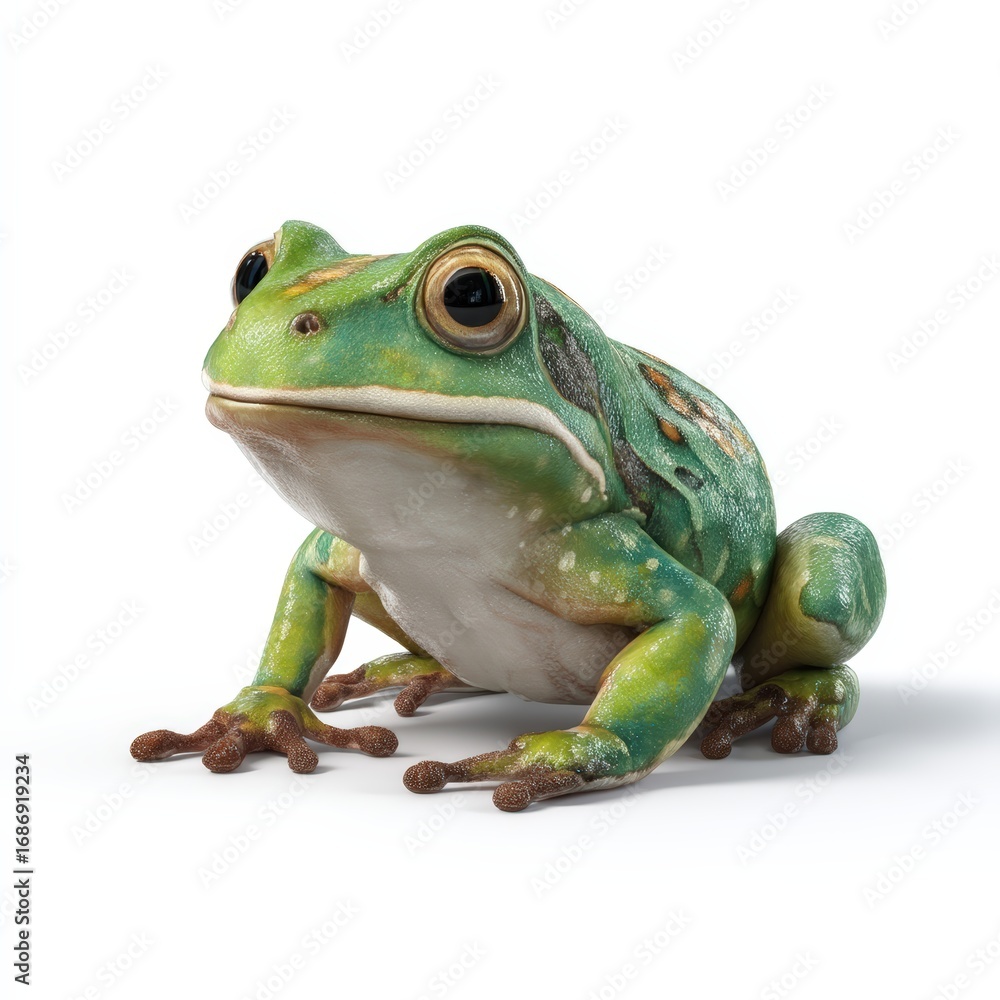 Obraz premium A frog is sitting on a white background