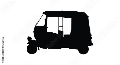 a silhouette of an auto rickshaw on white background