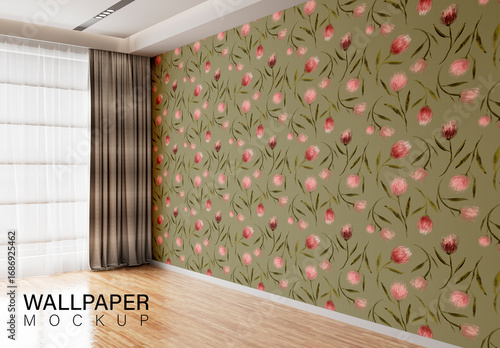 Decorative Wall Paper Mockup In Modern Room