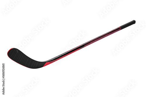 Black modern composite hockey stick with ergonomic design isolated on transparent background