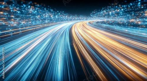 Dynamic Light Trails in a Futuristic Setting