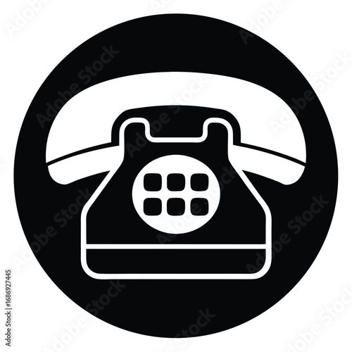 Classic Rotary Telephone Icon Retro Communication Device