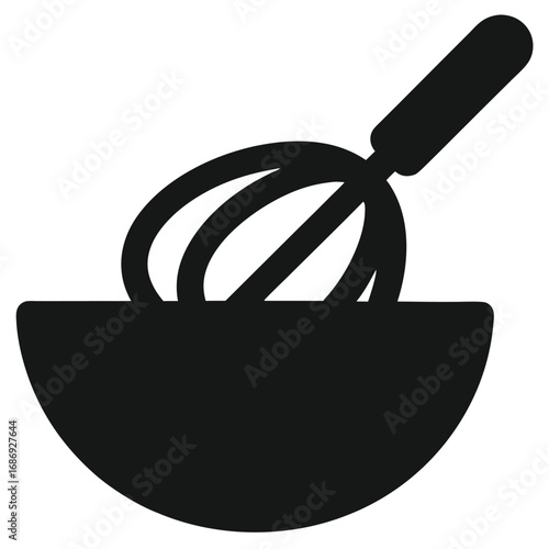 Minimalist Whisk in Bowl Silhouette for Cooking and Baking