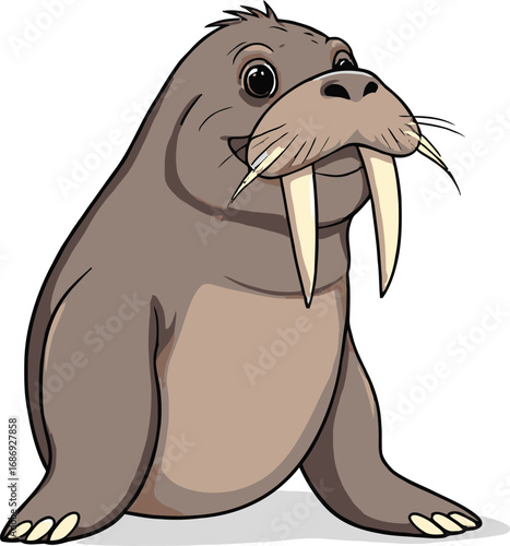 Cute cartoon a illustrator vector walrus