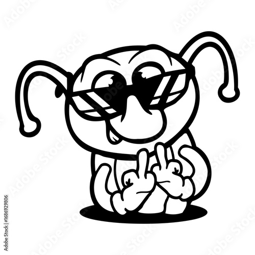 Caterpillar middle finger insult ground hole sunglasses cheeky bad boy