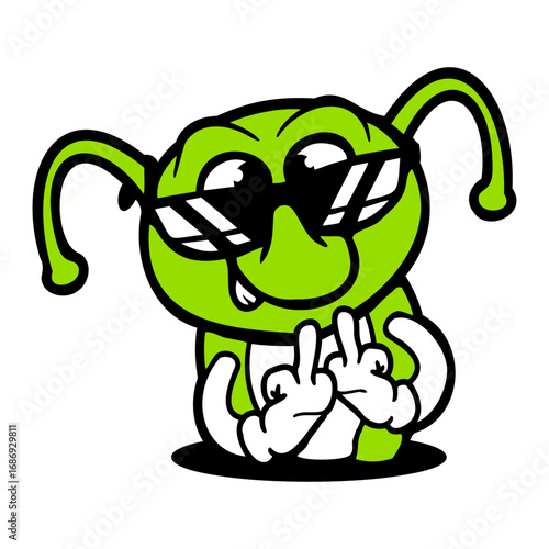 Caterpillar middle finger insult ground hole sunglasses cheeky bad boy
