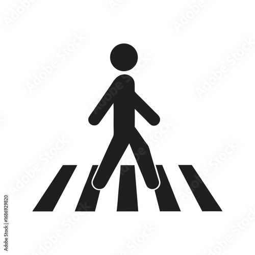 Pedestrian Crossing Icon Silhouette Signage for Walkways