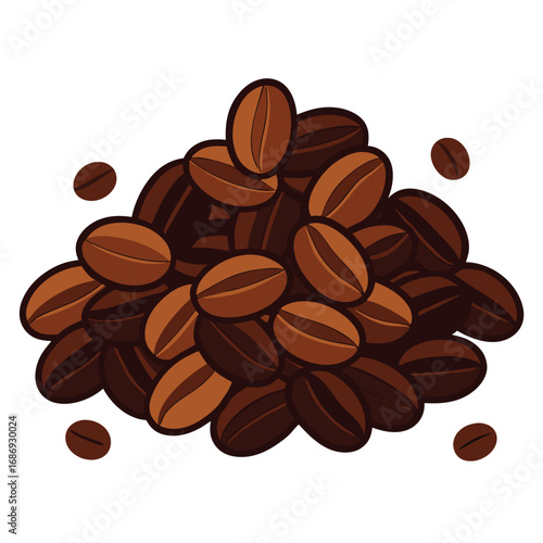Stylized Pile of Coffee Beans Graphic Design Illustration