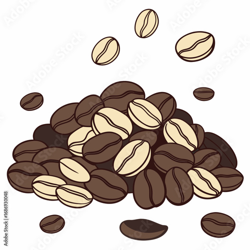 Artistic Coffee Beans Illustration Aromatic Beverage Ingredient Design