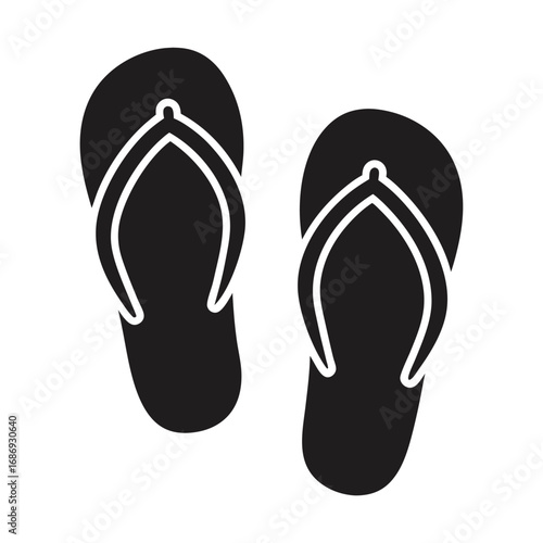 Two Black Flip Flops Depicting Summer Leisure