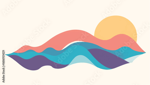 Abstract Colorful Wavy Pattern with Warm and Cool Tones. Wavy Background. 