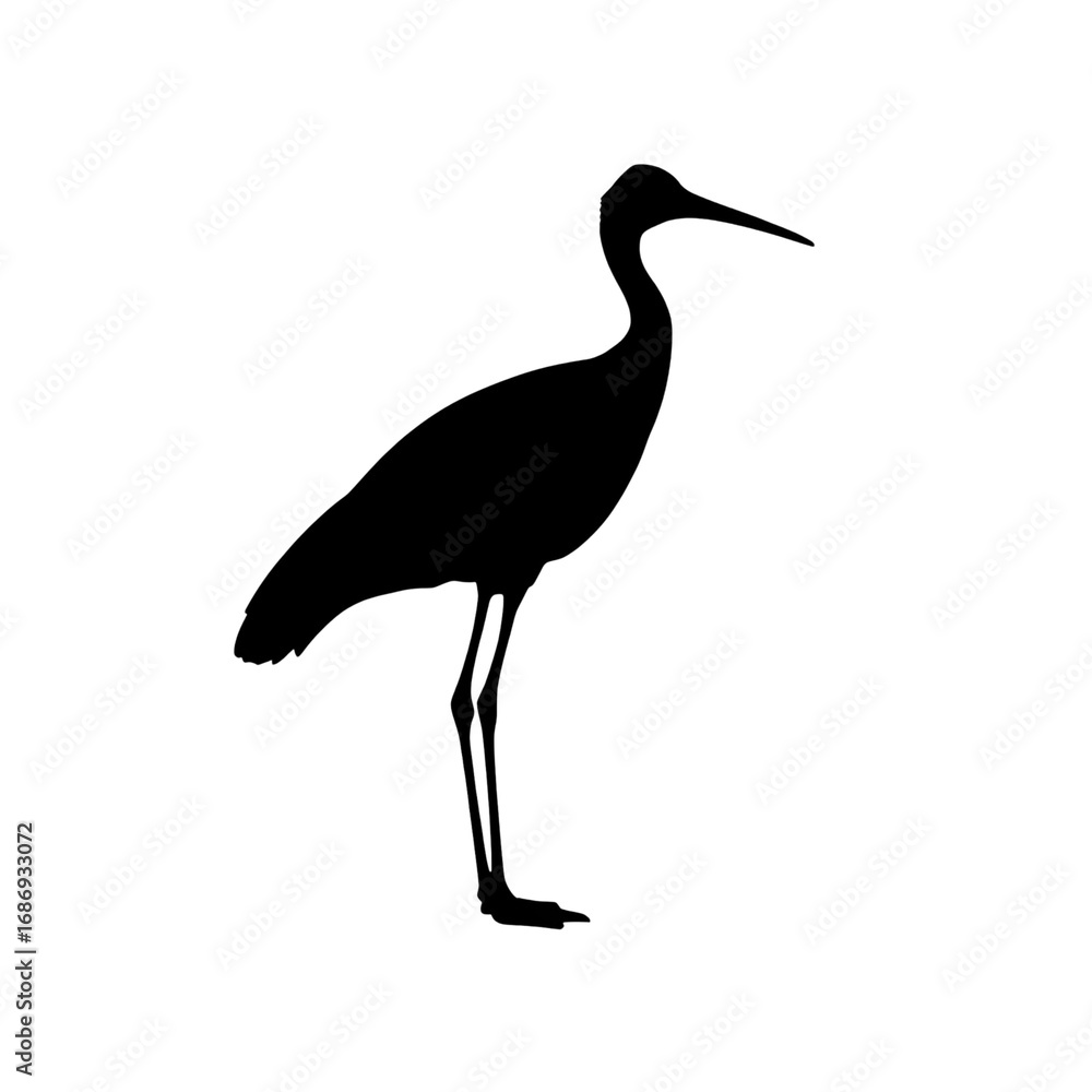Obraz premium Crane bird silhouette side pose