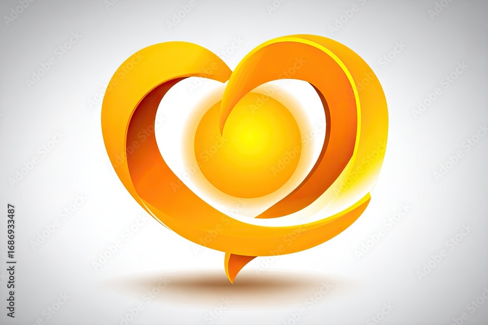 Obraz premium Abstract heart shape design with bright orange color.