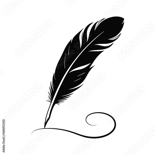 Elegant Quill Pen Silhouette Illustration Symbolizing Writing Authorship and Literary Creativity