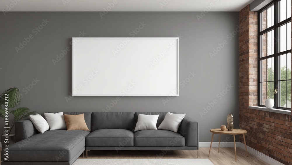 Fototapeta premium Contemporary kitchen with empty billboard