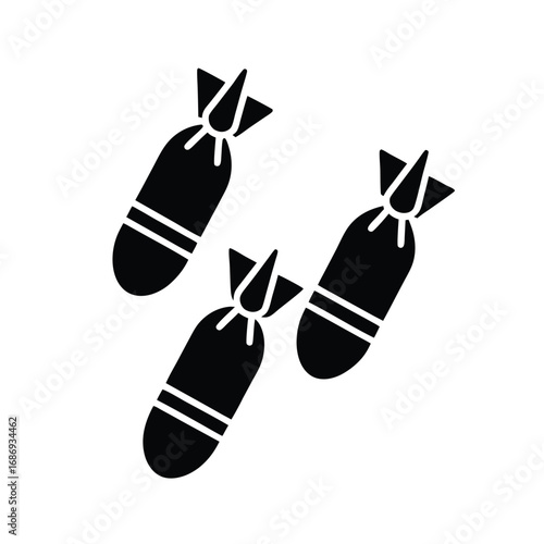 Silhouette of Flying Bombs with Fins, Symbolic of Military Attacks