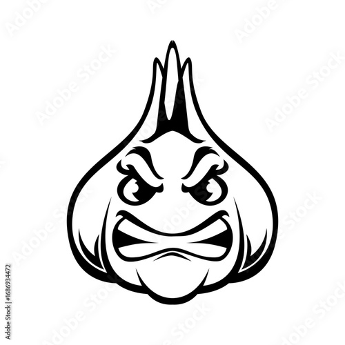 garlic vegetable silhouette cartoon mascot