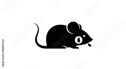 Simple black silhouette icon of a small mouse or rat.