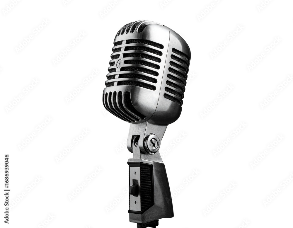 Fototapeta premium vintage-style microphone on a black stand. designed for capturing audio. particularly 