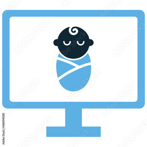 Baby monitoring icon vector for child safety, home security, and parental care. This modern, flat icon is useful for illustrating a connected device for monitoring infants.