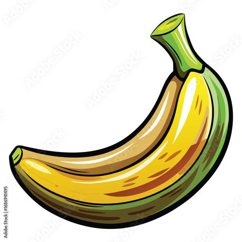 A Ripe Banana Colorful Cartoon Representation of a Classic and Healthy Fruit