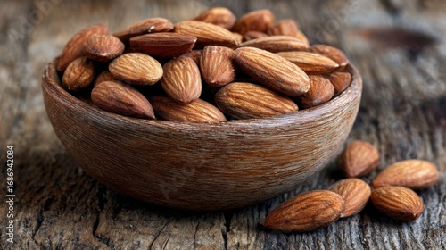 Wallpaper Mural almonds in wooden bowl rustic setting Torontodigital.ca