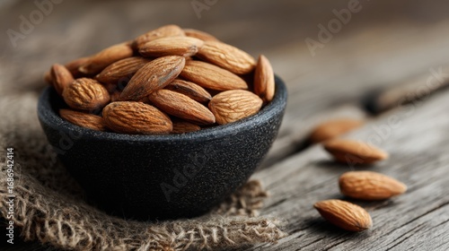 Wallpaper Mural almonds in dark bowl rustic wood Torontodigital.ca
