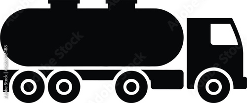 Sleek Black and White Silhouette of a Tanker Truck Delivering Liquid Commodities Across the Nation for Logistics and Transportation Needs